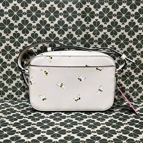 ♠️kate spade Staci Honey Bee Saffiano Leather Mini Camera Crossbody, Parchment - Picture 10 of 14